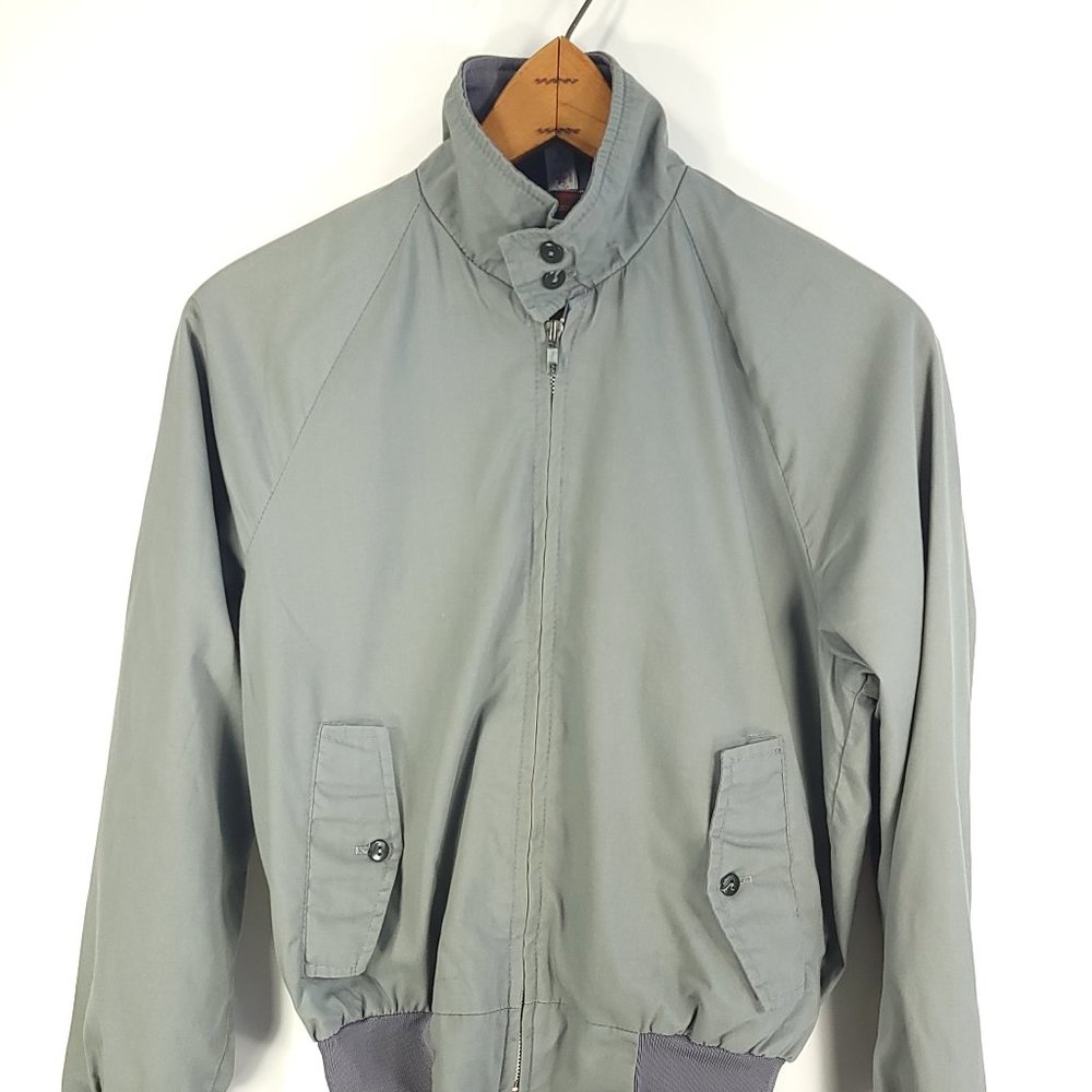 Vtg American Jac Jacket Men's Small Gray Lined Zip Front Distressed USA Grandpa